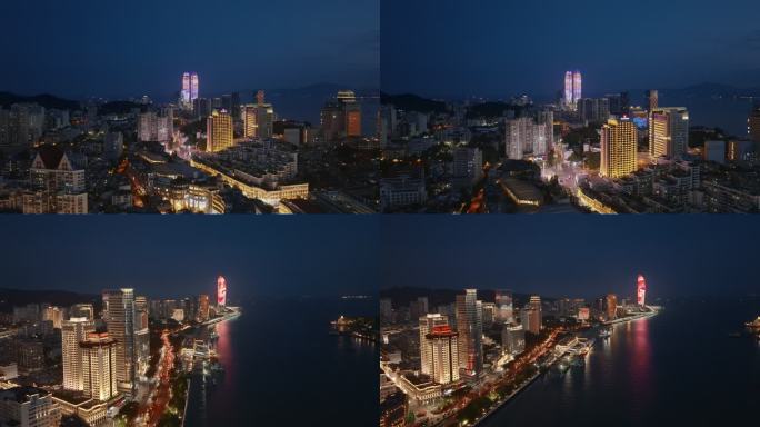 4K厦门航拍城市风光夜景