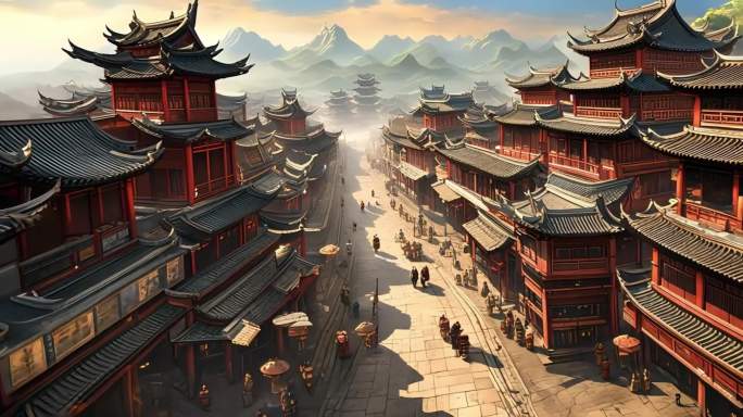 古代街道 古代集市 古城