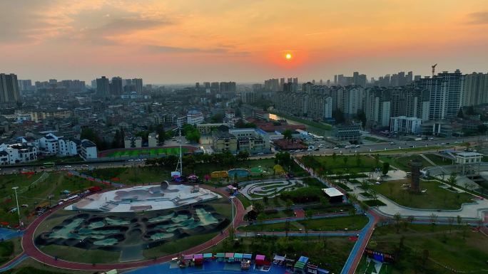 仙桃日落美景 汉江在晚霞映照下格外妖娆