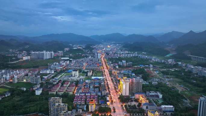 4K航拍邵阳城步苗族县城全景夜景合集