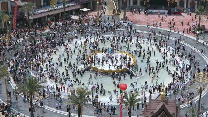 德宏芒市傣族古镇泼水节狂欢航拍合集
