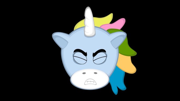 视频动画表情头独角兽人物卡通插图手拳头拳