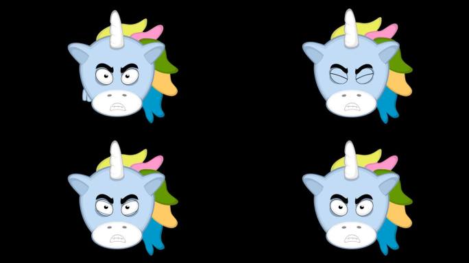 视频动画表情头独角兽人物卡通插图手拳头拳