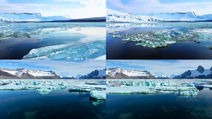 冰川湖时间推移。南极洲北极洲温室