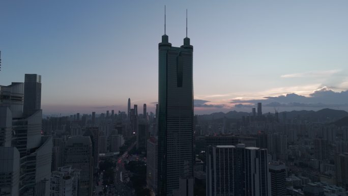 DLOG深圳地标建筑帝王大厦全景日落霞光