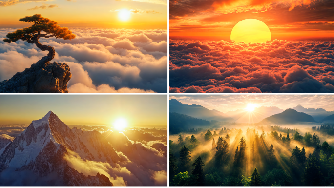 日出云海 日出日落延时 唯美夕阳