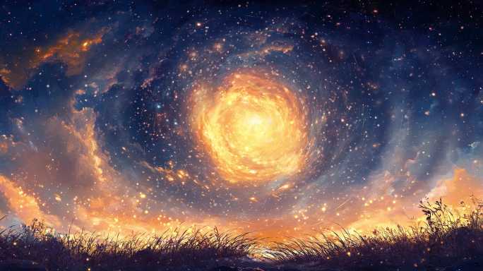6K梦幻天空 漫画梵高油画星空粒子背景4