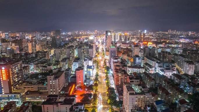 泉州丰泽街夜景航拍延时
