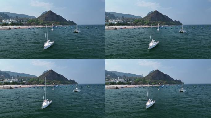 云南玉溪市抚仙湖禄充风景区航拍风光