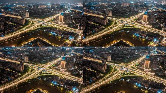 南京双桥门立交夜景航拍