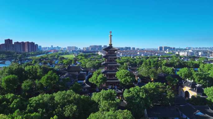 千年古刹枫桥寒山寺景区5K航拍