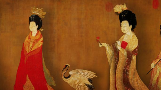 8k簪花仕女图_古代贵族妇女古代女子赏花