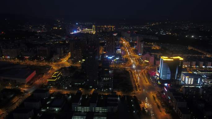 昆明安宁夜景灯火霓虹灯夜景航拍