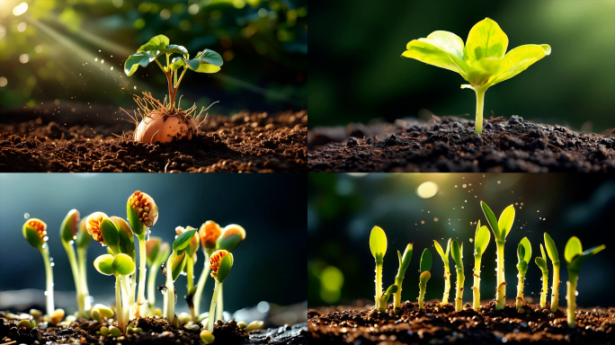 植物种子生长发芽破土生命延时