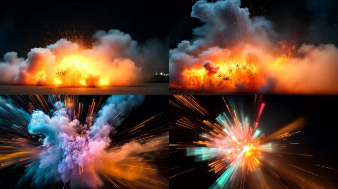 巨大的爆炸效果烟雾爆炸