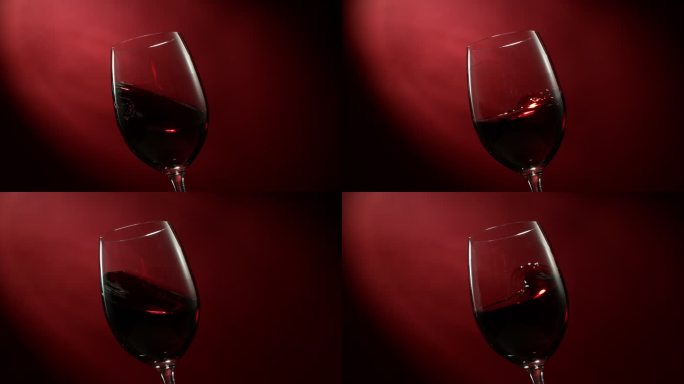 红酒在红酒杯中摇晃挂壁