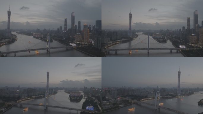 航拍广州塔珠江新城猎德大桥珠江log格式