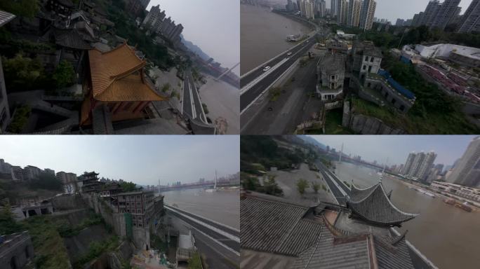 重庆南滨路慈云寺航拍穿越机FOV