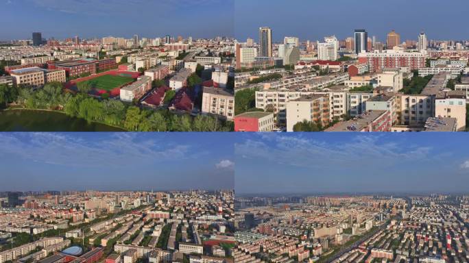 宁夏银川兴庆区学校操场 城市北塔公园远眺