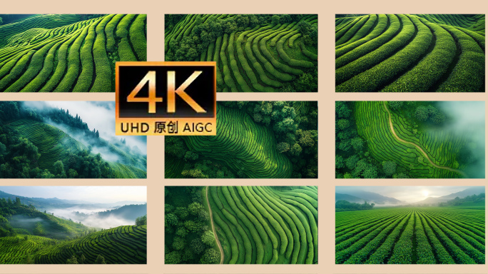 茶山航拍云海美景中国大好河山 西湖龙井茶