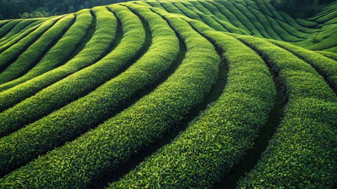 茶山航拍云海美景中国大好河山 西湖龙井茶