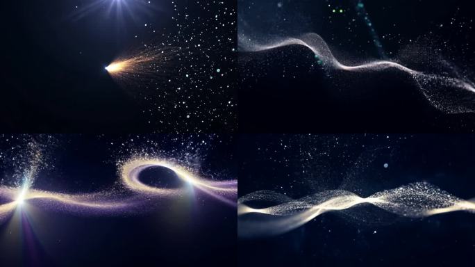 黄金质感粒子波浪流动特效