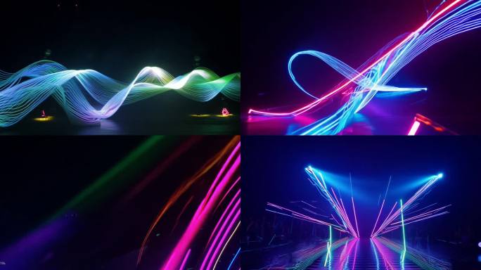 五彩霓虹灯线条光线舞台VJ动感酒吧大屏