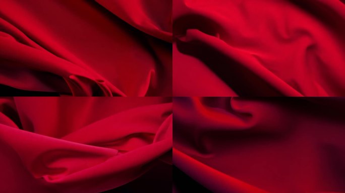 红色绸布丝绸飘舞