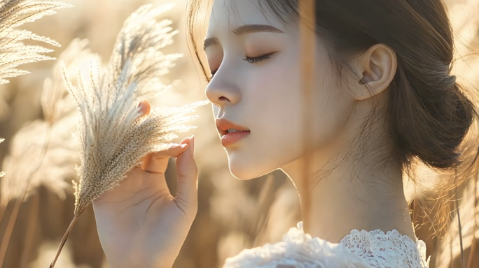 【女孩在芦苇丛中】