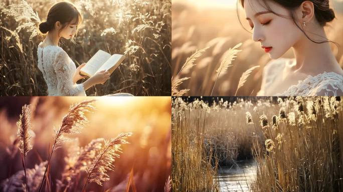 【女孩在芦苇丛中】
