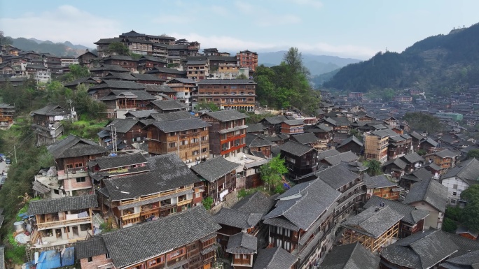 贵州黔东南西江千户苗寨航拍建筑风光