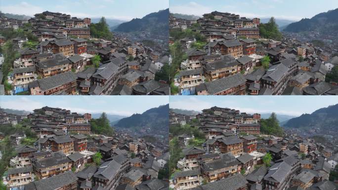 贵州黔东南西江千户苗寨航拍建筑风光
