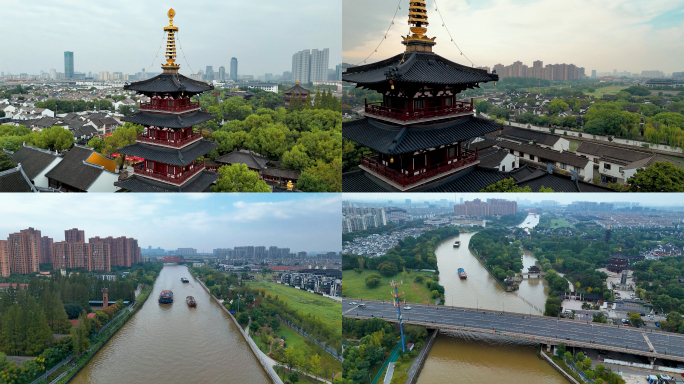 苏州姑苏城寒山寺京杭大运河苏州境内