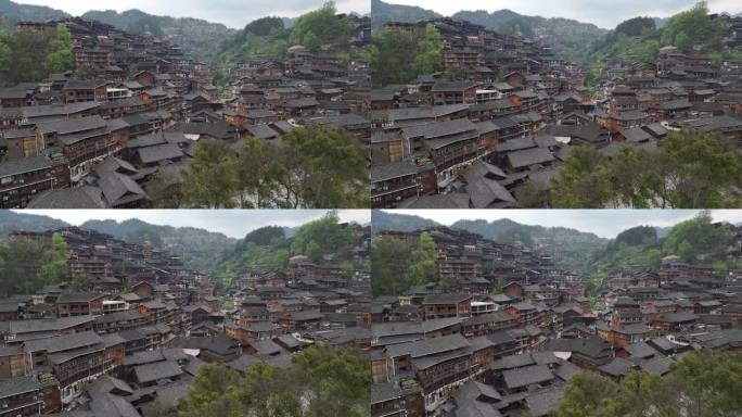 贵州黔东南西江千户苗寨航拍建筑风光