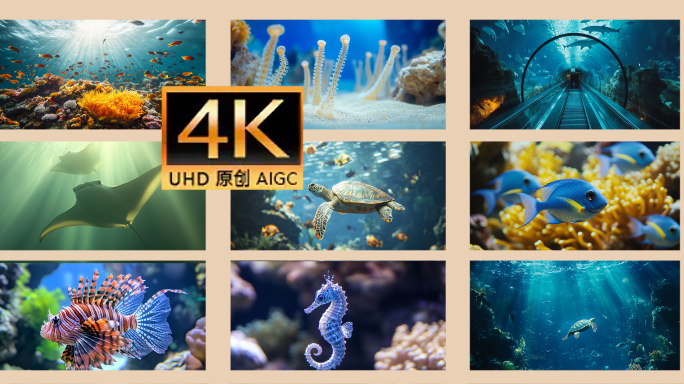 水族馆隧道海洋水族馆珊瑚狮子鱼海龟海马