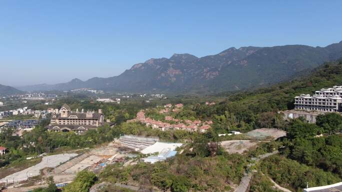 航拍温泉别墅旅游度假酒店