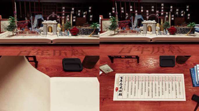 c4d桌面翻书地标建筑文化发展展示AE
