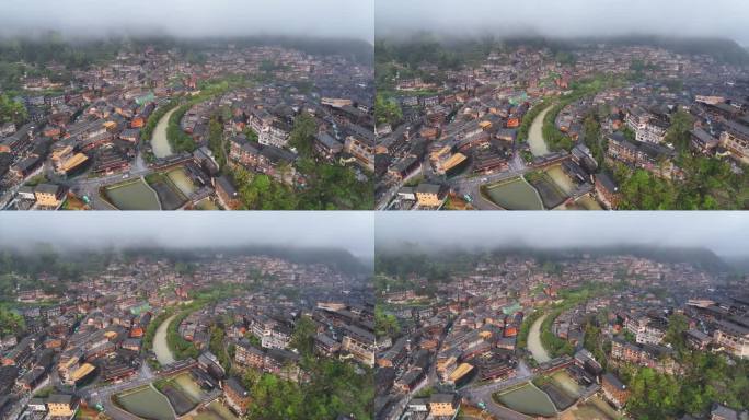 贵州黔东南西江千户苗寨航拍建筑风光