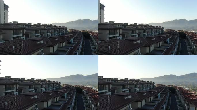 航拍温泉别墅旅游度假酒店