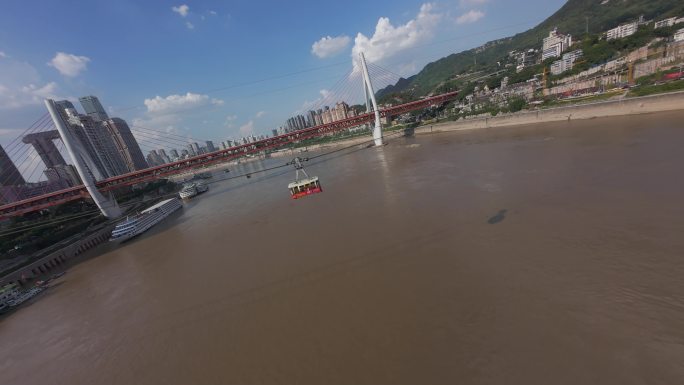 重庆长江索道航拍穿越机FPV