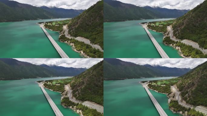 西藏林芝市尼洋河拉林高速公路自然风光航拍