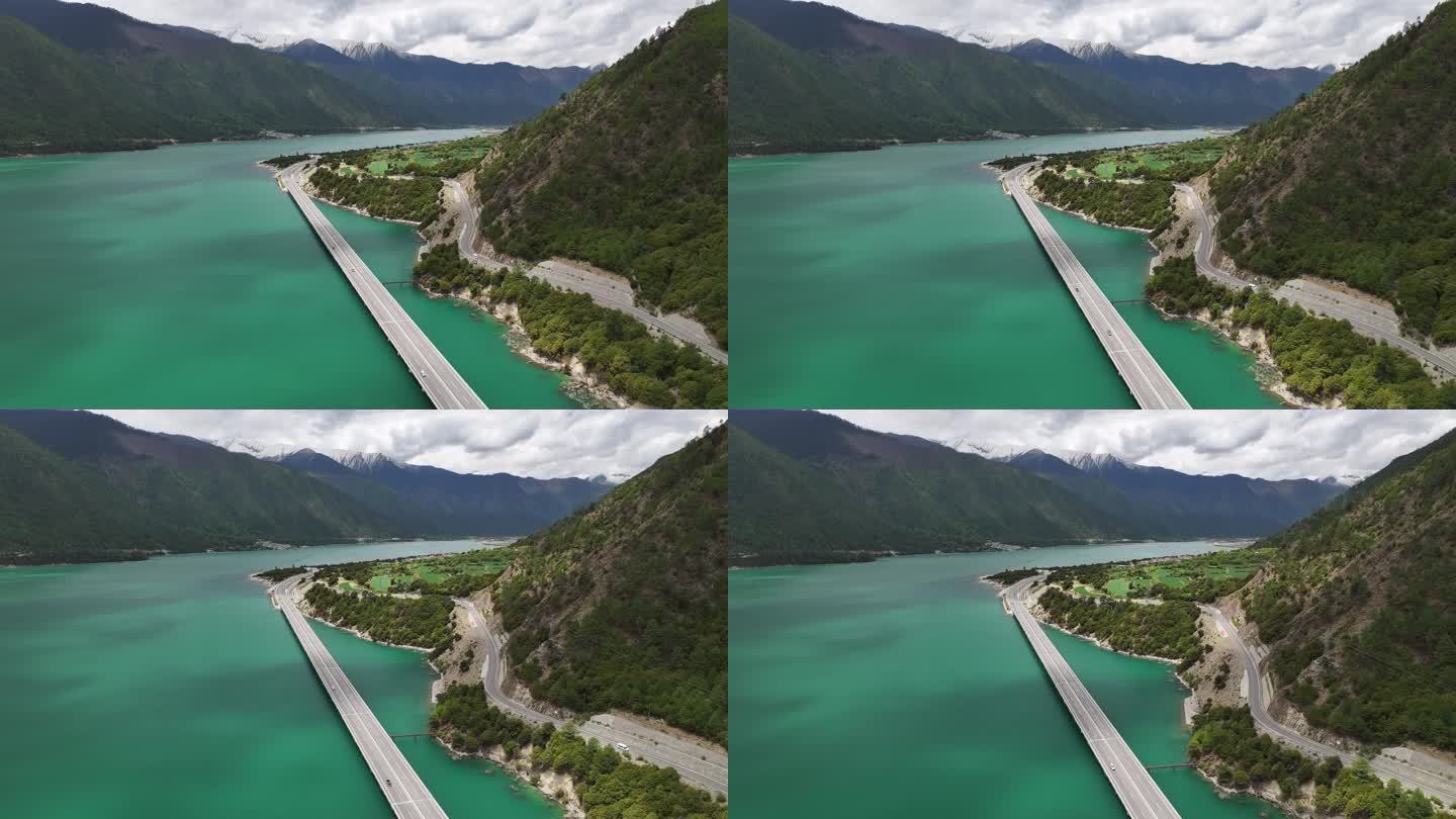 西藏林芝市尼洋河拉林高速公路自然风光航拍