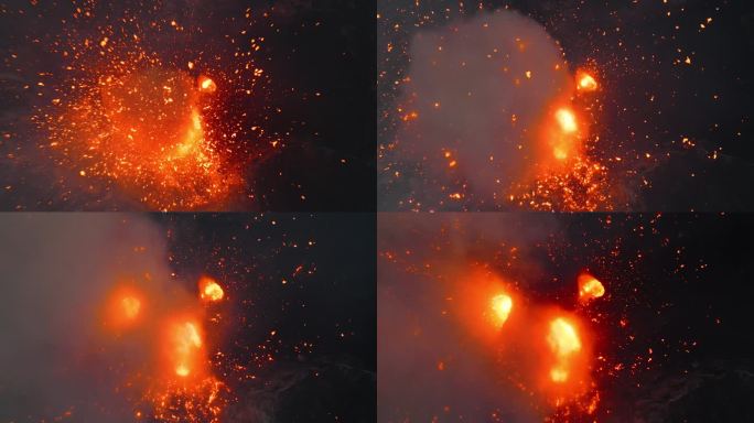 航拍火山爆发