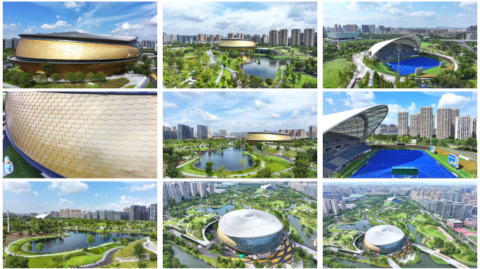 拱墅运河体育公园航拍杭州大运河亚运公园