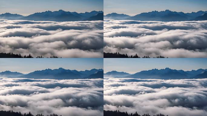 森林云海阳光树林大自然山峰云雾丁达尔效应