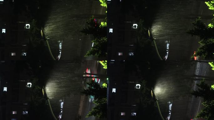 4k下雨天的路灯特写