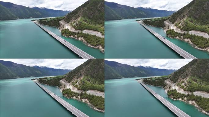 西藏林芝市尼洋河林拉高速公路自然风光航拍