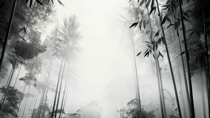 水墨竹子竹林动画背景