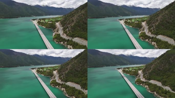 西藏林芝市尼洋河林拉高速公路自然风光航拍