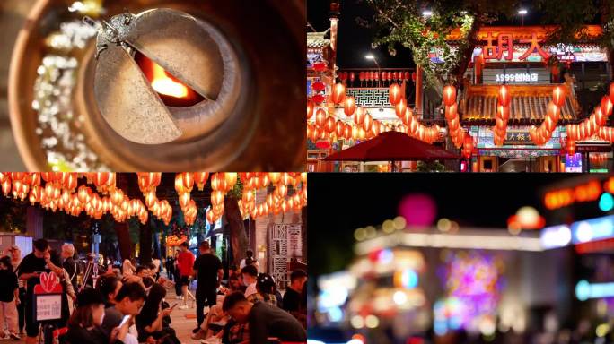 簋街小吃夜市胡大等多角度延时拍摄4K